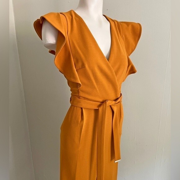 TOMMY HILIFIGER Amber flutter sleeve belted wide leg cropped jumpsuit - Picture 11 of 12